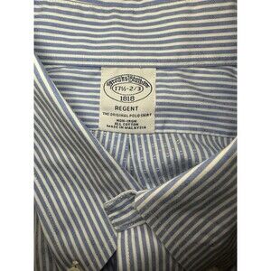 BROOKS BROTHERS Regent Non Iron Blue Striped Dress Shirt 17.5 -2/3
